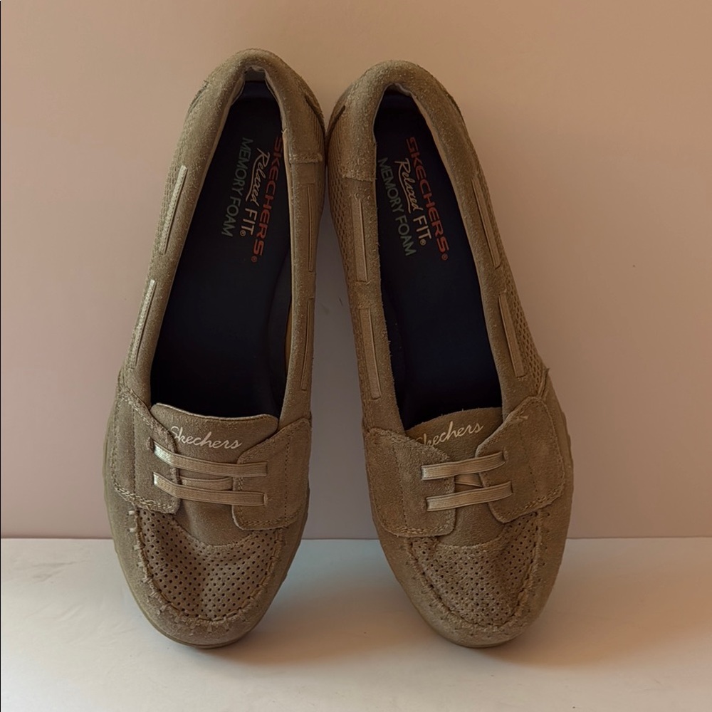 Skechers Women's Taupe Slip-On Memory Foam Loafers